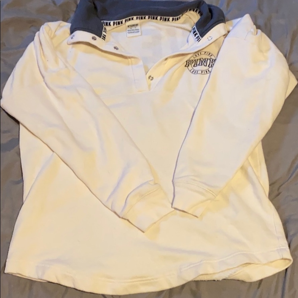 Button up PINK crew neck